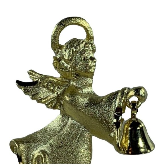 Vintage Avon Gold-Tone Angel Lapel Pin With Bell Design By Robyn Rush USA Made - Picture 2 of 8